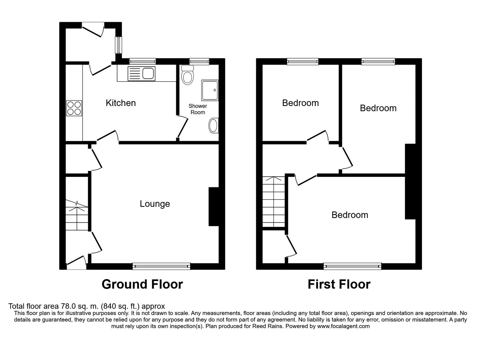 Floorplan of 3 bedroom Mid Terrace House to rent, Burn Street, Bowburn, Durham, DH6