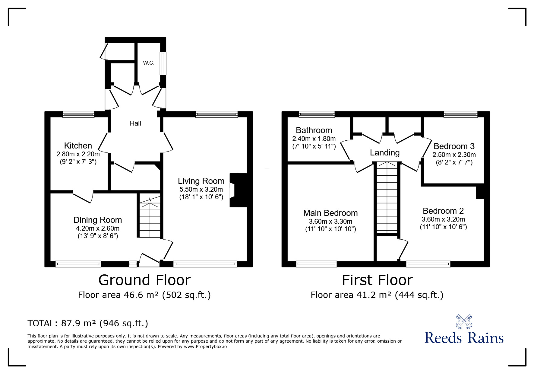 Floorplan of 3 bedroom Mid Terrace House to rent, Hilltop View, Langley Park, Durham, DH7