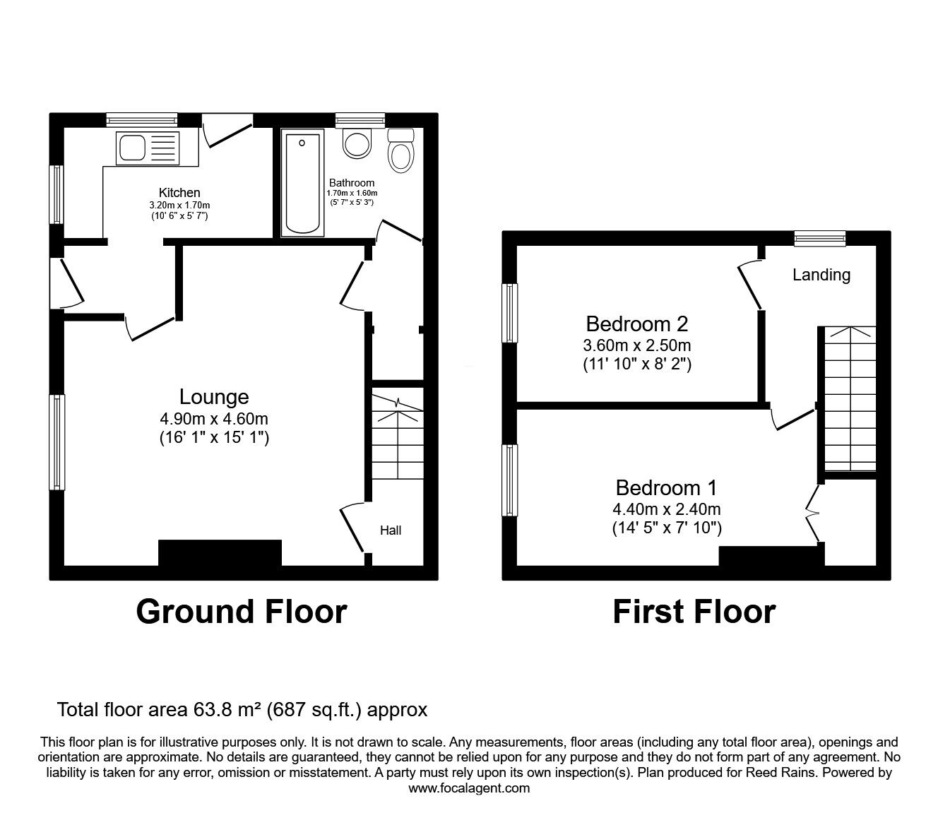 Floorplan of 2 bedroom End Terrace House for sale, Tindale Crescent, Bishop Auckland, Durham, DL14