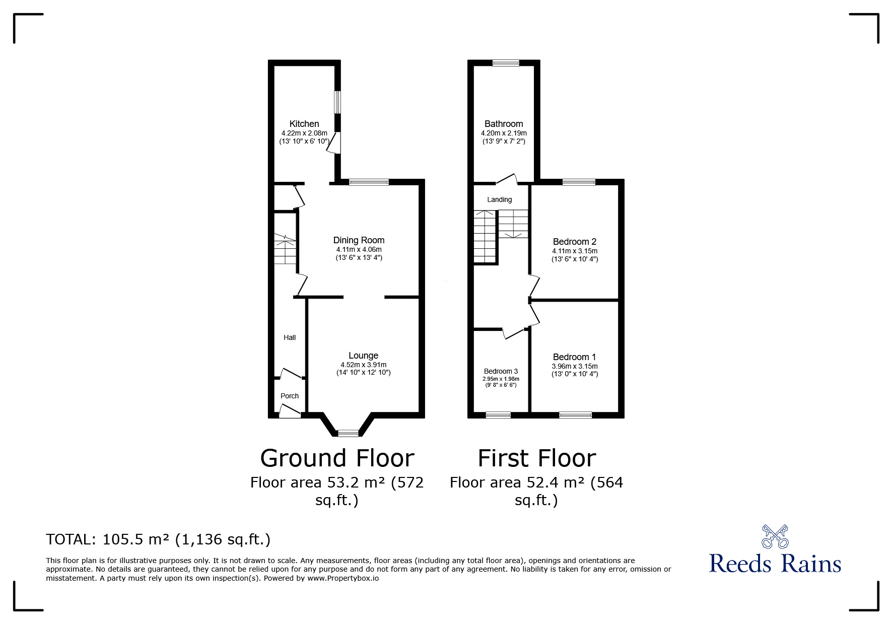 Floorplan of 3 bedroom End Terrace House to rent, Ivy Terrace, Langley Park, Durham, DH7