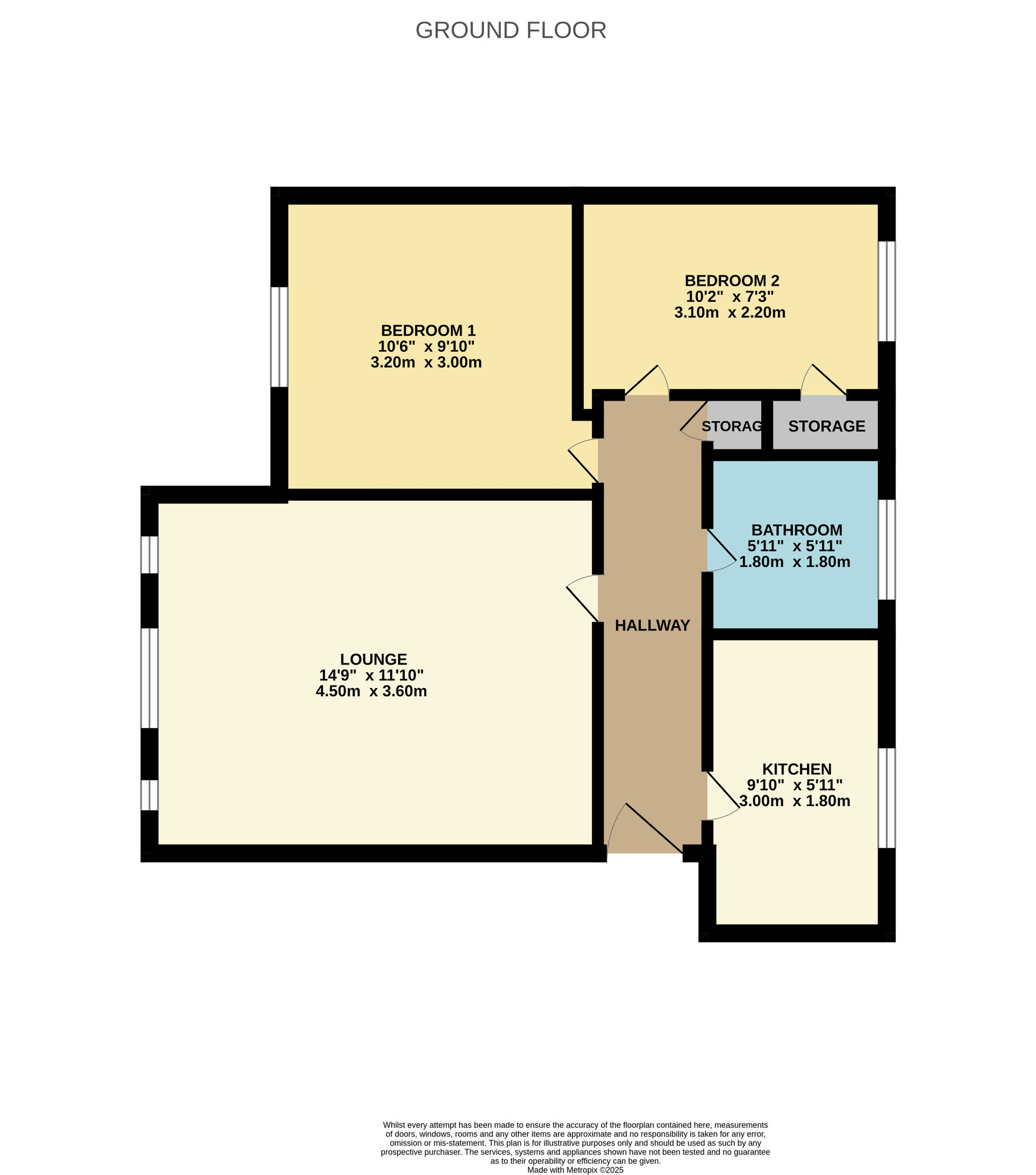 Floorplan of 2 bedroom  Flat for sale, St. Andrews Square, Lowland Road, Durham, DH7