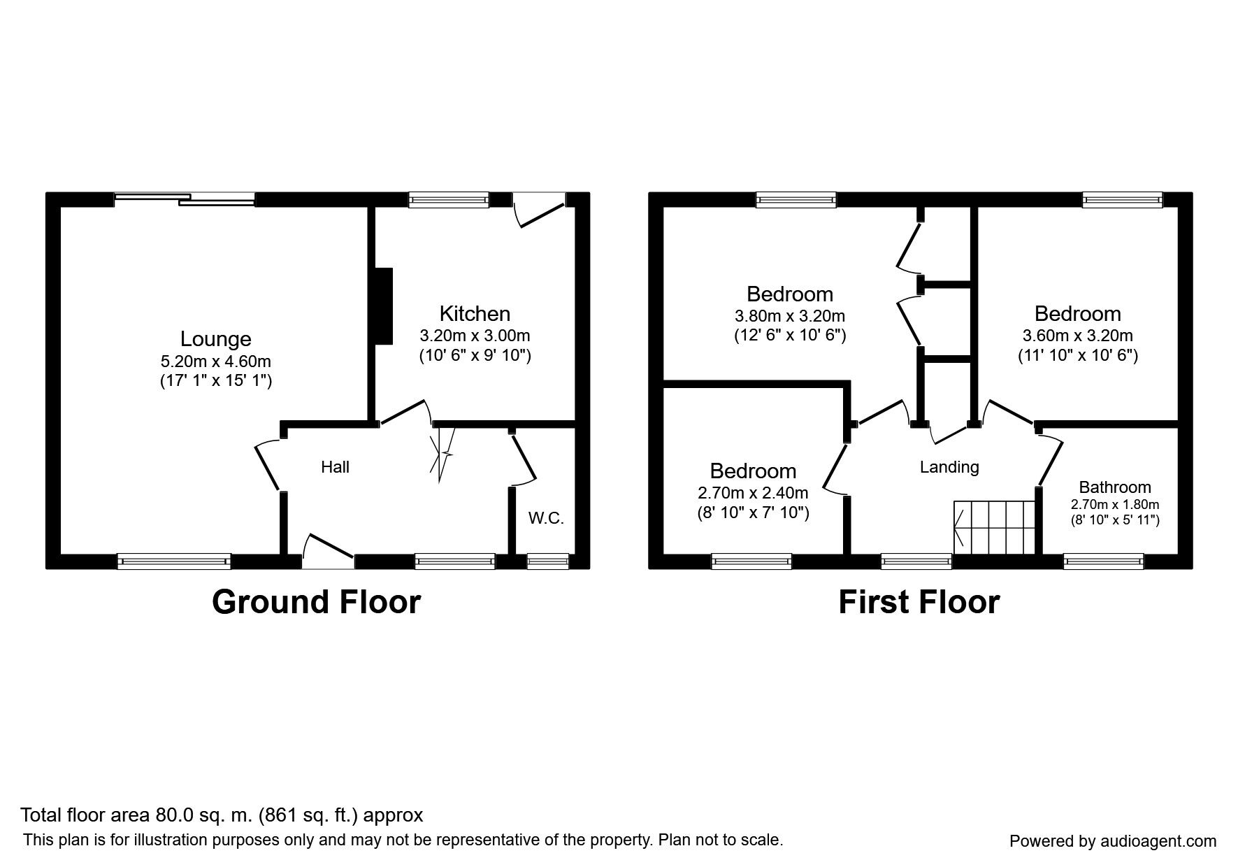 Floorplan of 3 bedroom Mid Terrace House for sale, Roosevelt Road, Durham, DH1