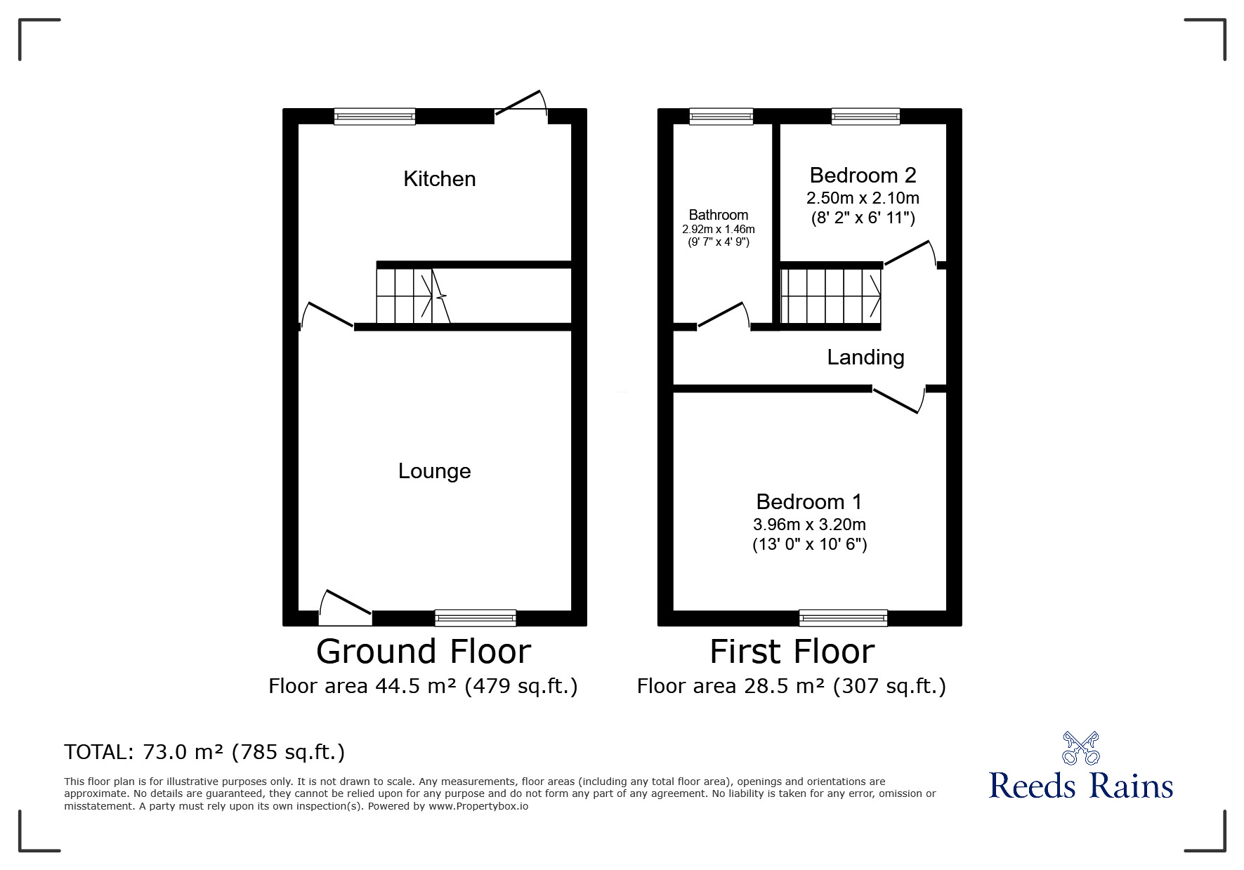 Floorplan of 2 bedroom Mid Terrace House to rent, Burnell Road, Esh Winning, Durham, DH7