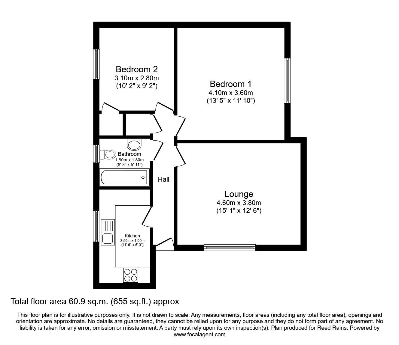 Floorplan of 2 bedroom  Flat to rent, Old Dryburn Way, Durham, DH1