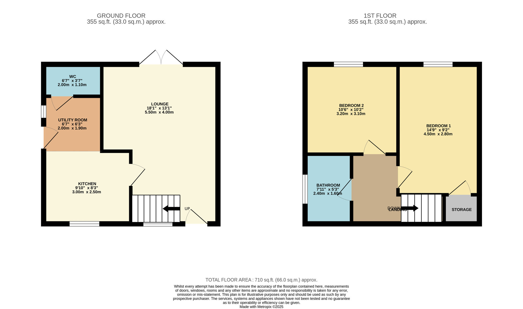 Floorplan of 2 bedroom Semi Detached House for sale, David Terrace, Quarrington Hill, Durham, DH6