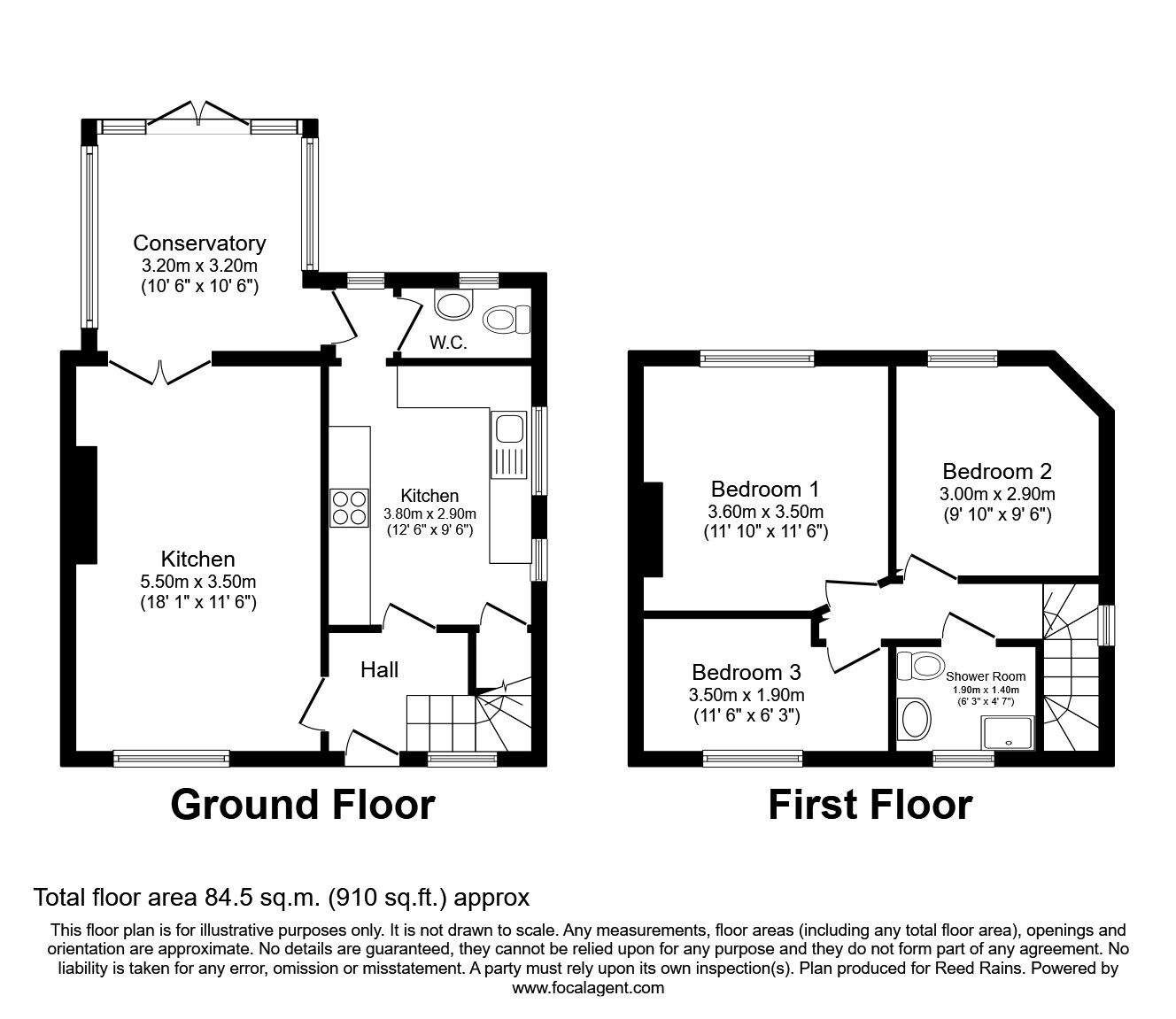 Floorplan of 3 bedroom  House to rent, Piper Hill Avenue, Manchester, Greater Manchester, M22