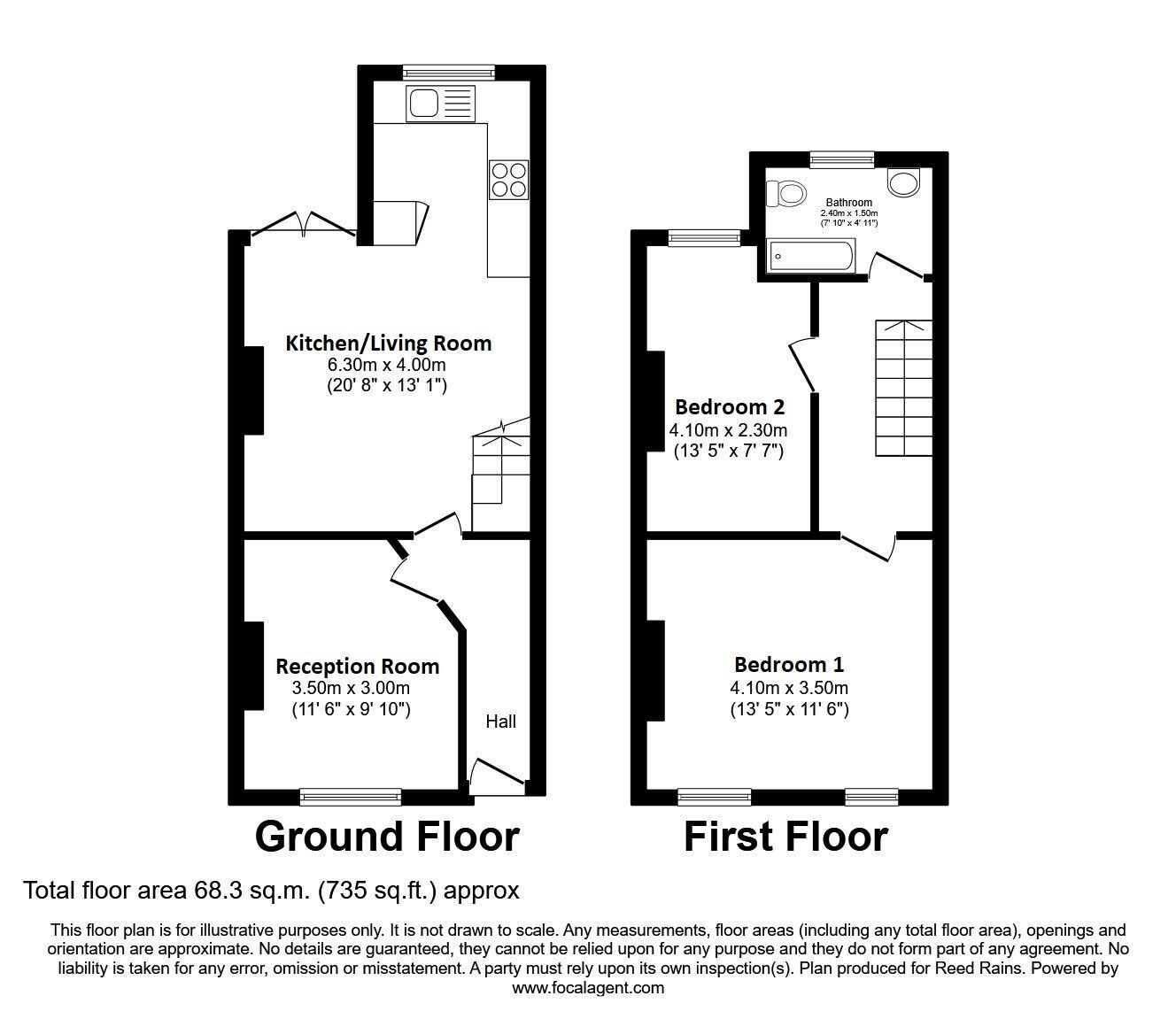 Floorplan of 2 bedroom Mid Terrace House to rent, Dorset Avenue, Manchester, Greater Manchester, M14