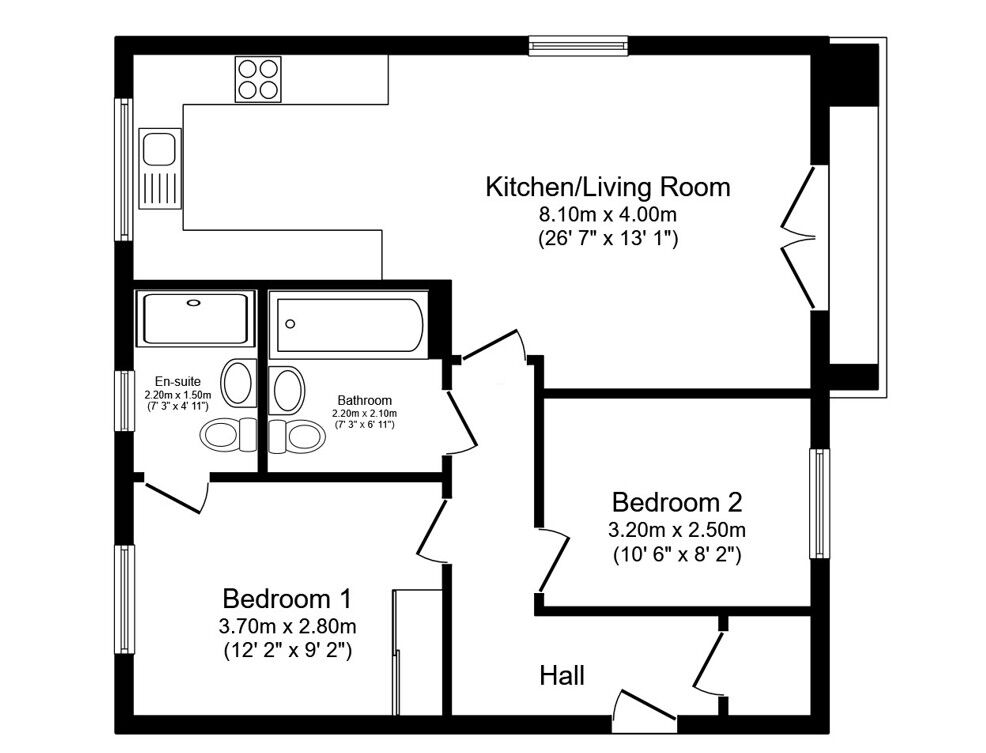 Floorplan of 2 bedroom  Flat for sale, Nell Lane, Manchester, Greater Manchester, M20