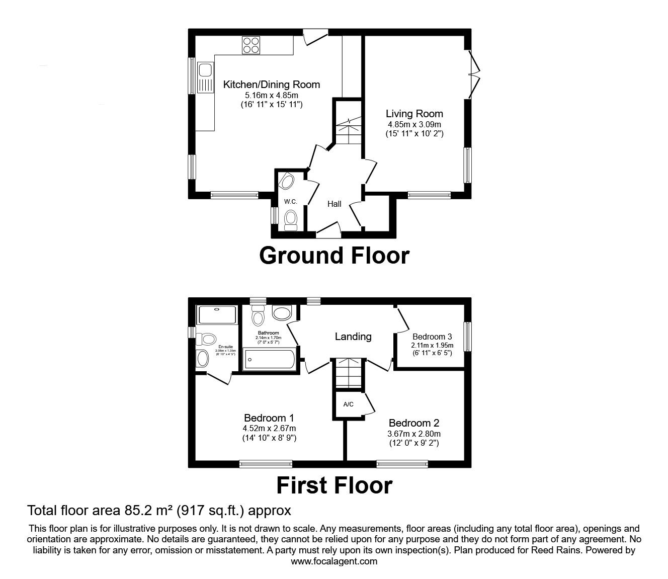 Floorplan of 3 bedroom Detached House for sale, Beckwith Grove, Thurcroft, South Yorkshire, S66