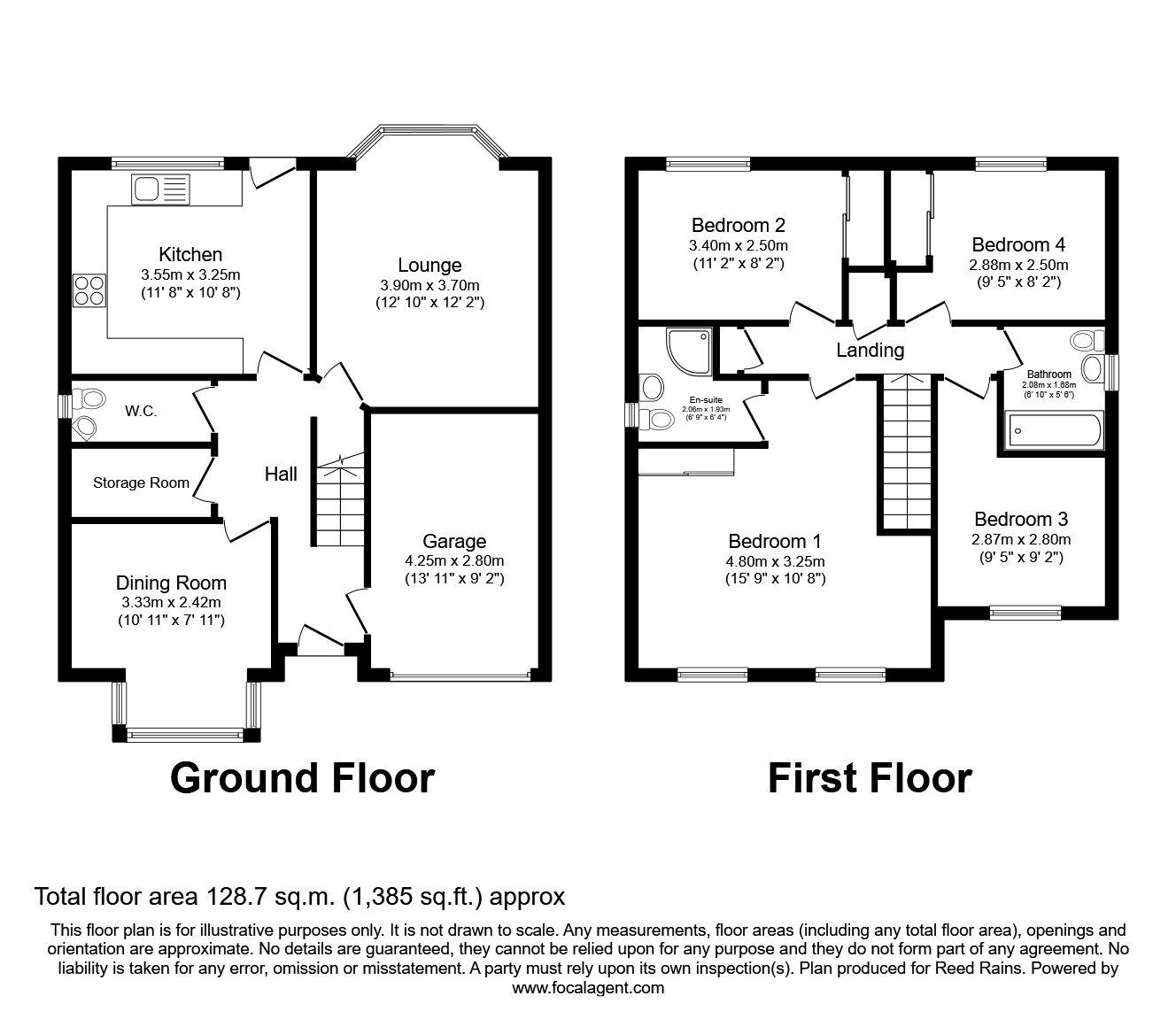 Floorplan of 4 bedroom Detached House to rent, Stoneleigh Close, Dinnington, South Yorkshire, S25