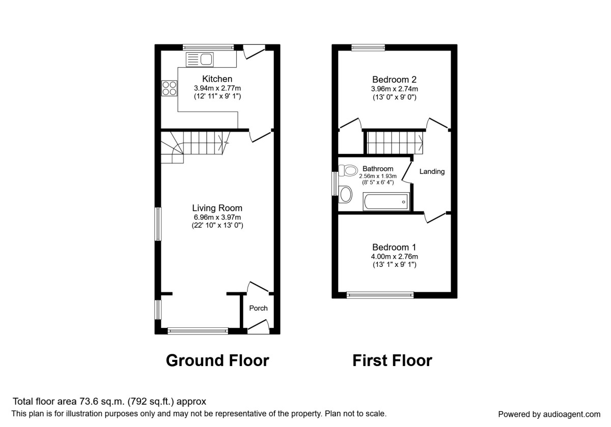 Floorplan of 2 bedroom Semi Detached House to rent, Gleneagles Road, Dinnington, South Yorkshire, S25