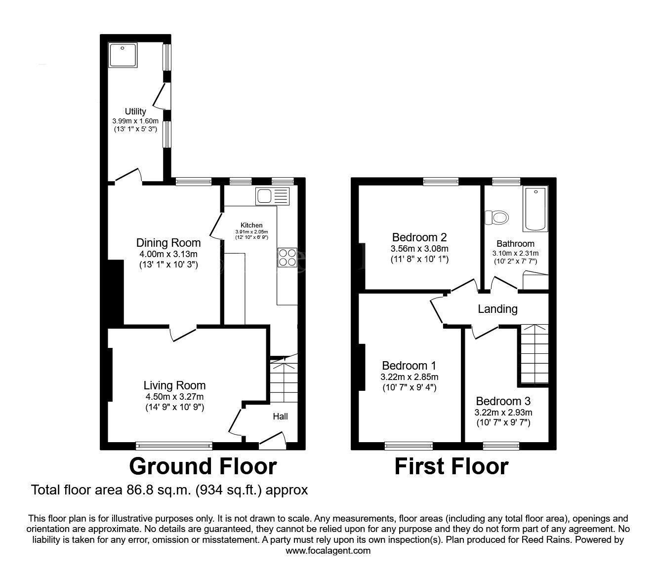 Floorplan of 3 bedroom Mid Terrace House for sale, Sandy Lane, Thurcroft, South Yorkshire, S66