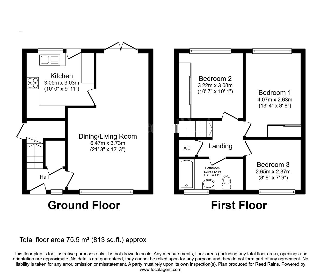 Floorplan of 3 bedroom Detached House for sale, Furness Close, Dinnington, Sheffield, S25