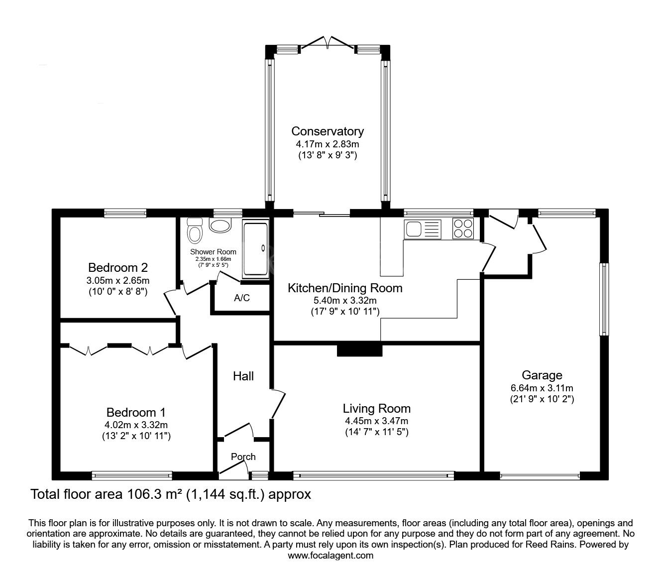 Floorplan of 2 bedroom Detached Bungalow for sale, Brandsmere Drive, Woodsetts, Rotherham, S81