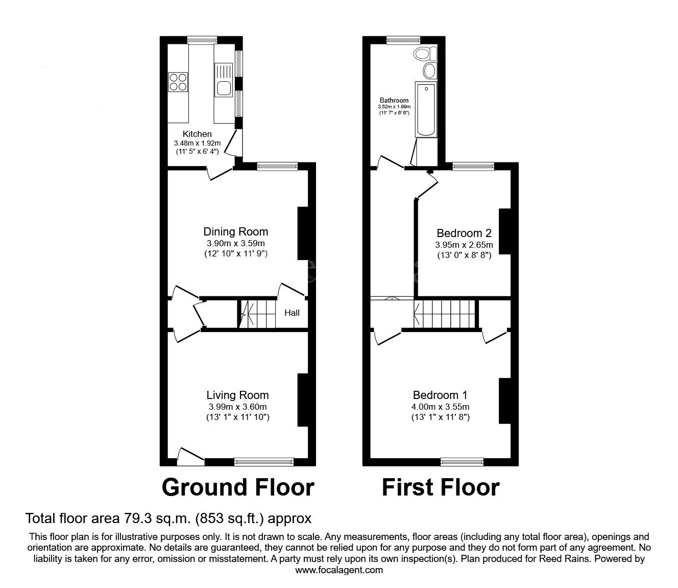 Floorplan of 2 bedroom Mid Terrace House for sale, St. Johns Road, Laughton, South Yorkshire, S25