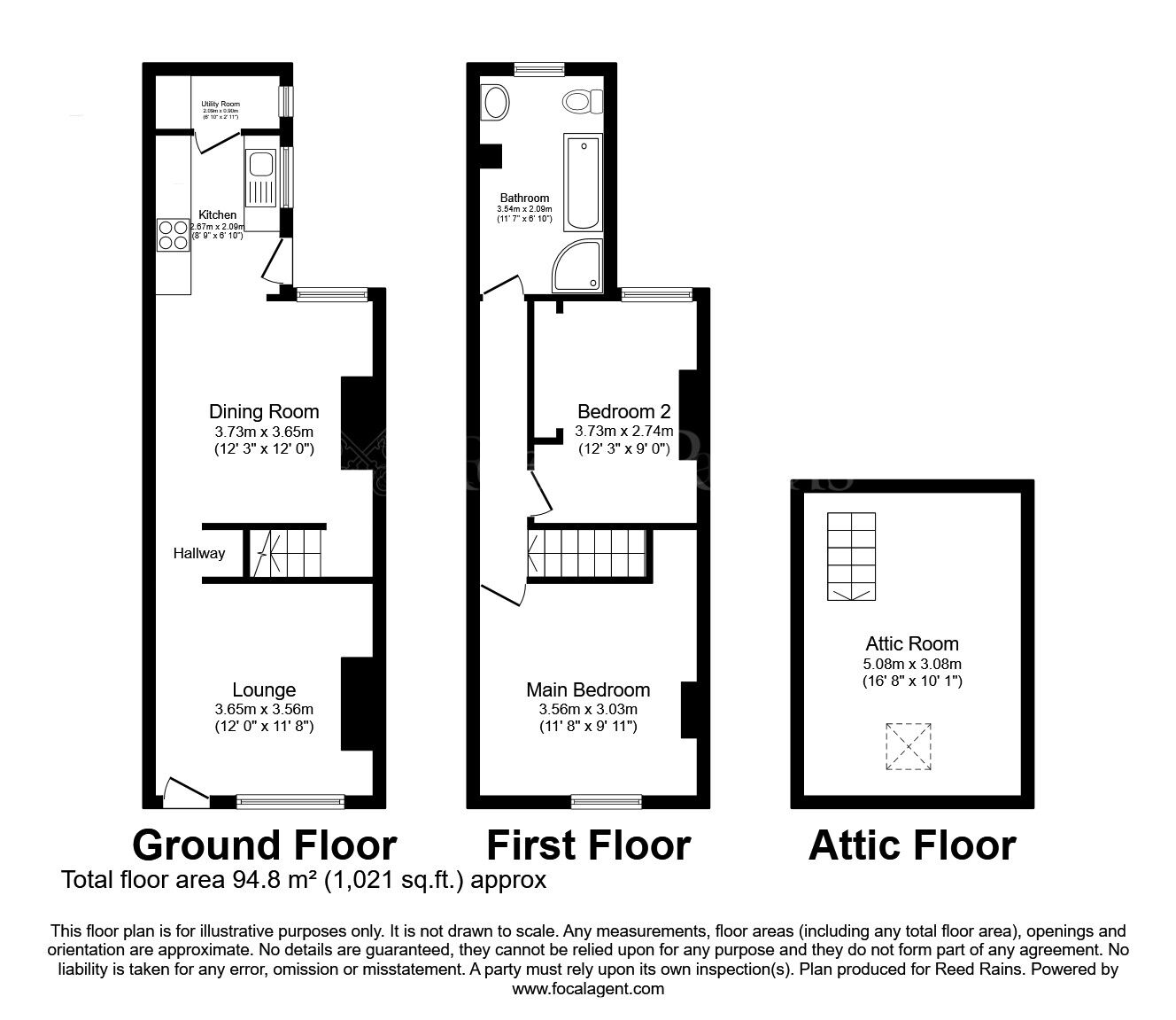 Floorplan of 2 bedroom Mid Terrace House for sale, Leopold Avenue, Dinnington, South Yorkshire, S25