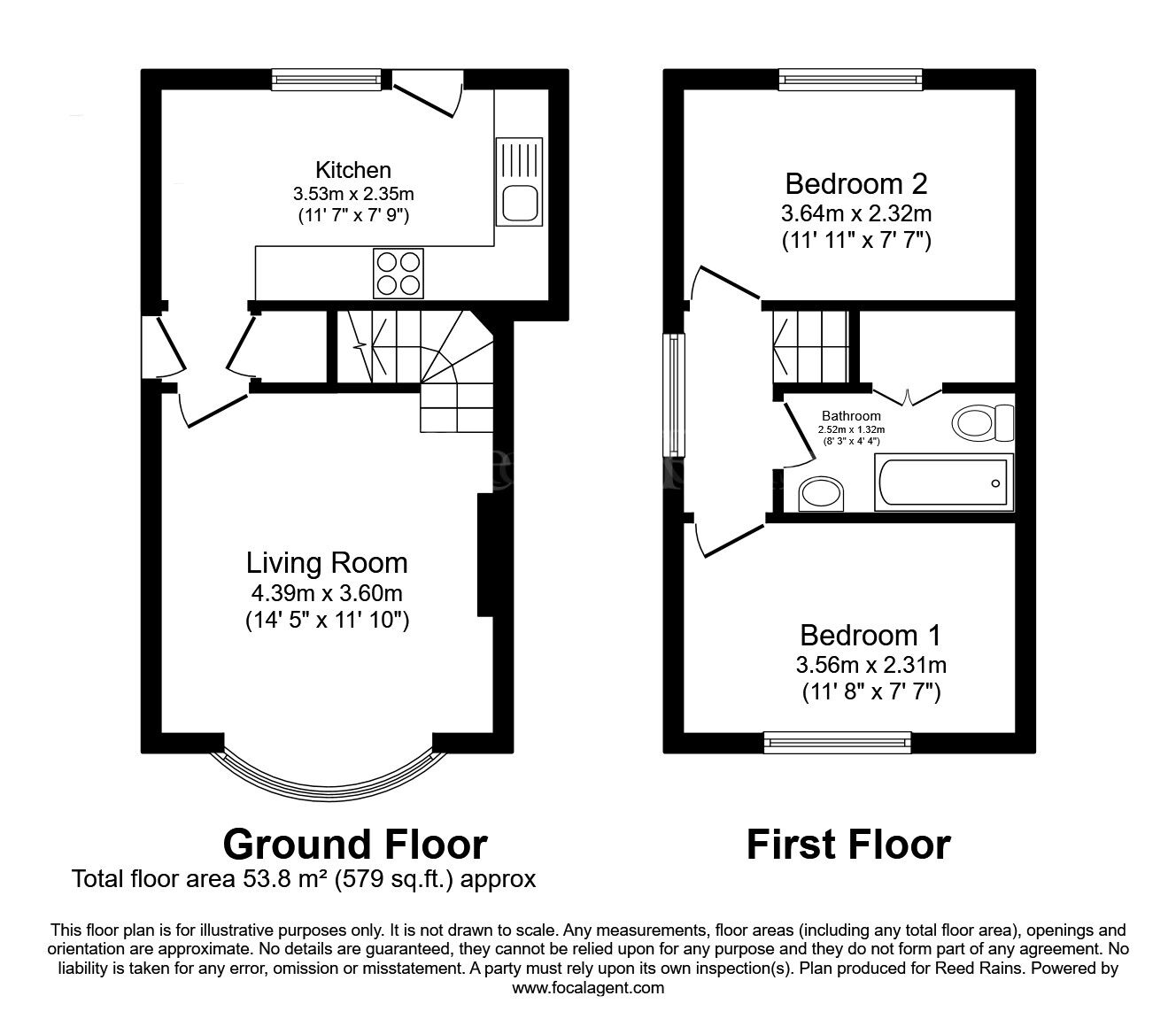 Floorplan of 2 bedroom Semi Detached House for sale, Hunters Drive, Dinnington, South Yorkshire, S25