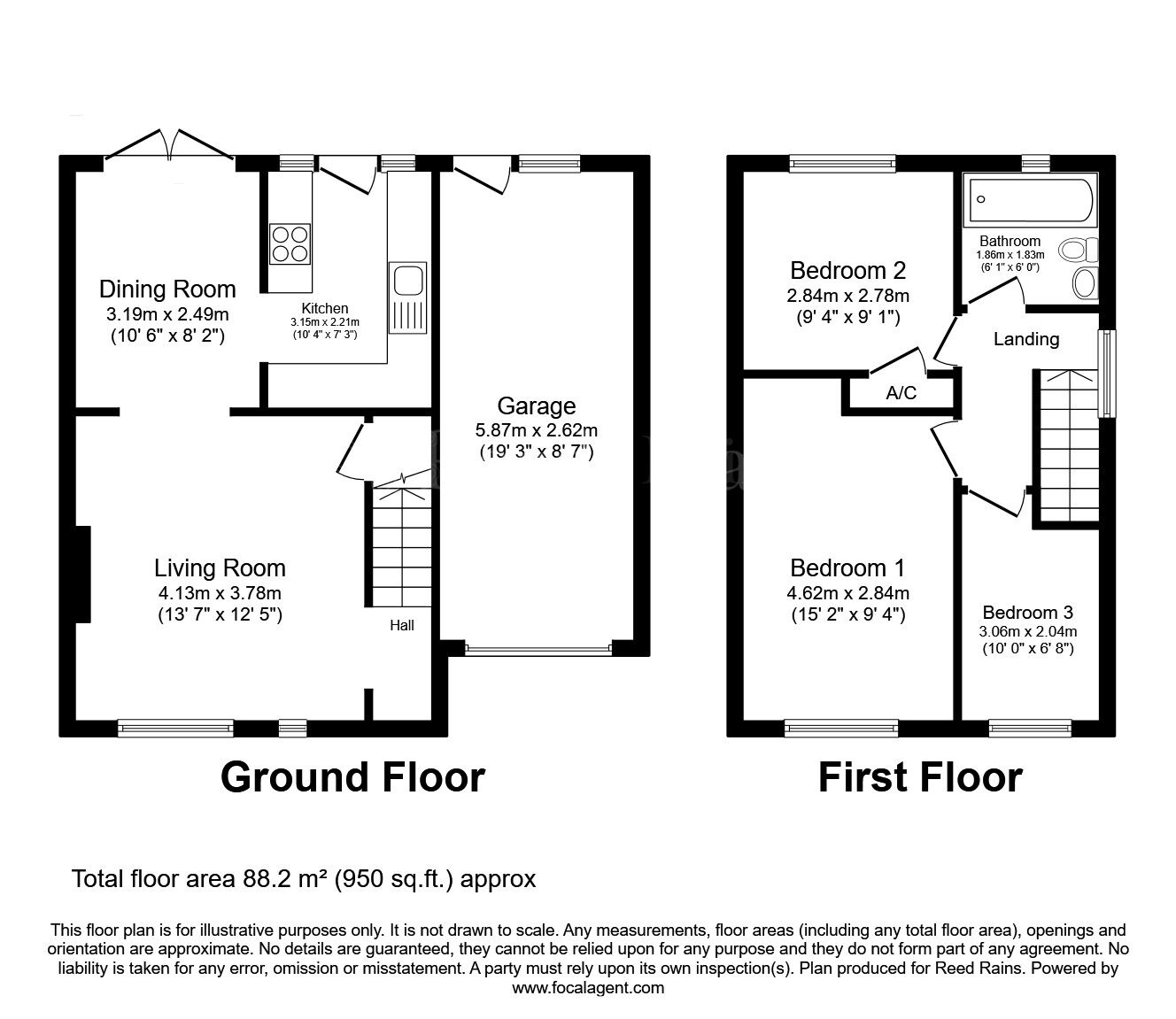 Floorplan of 3 bedroom Semi Detached House for sale, Buttermere Close, North Anston, South Yorkshire, S25