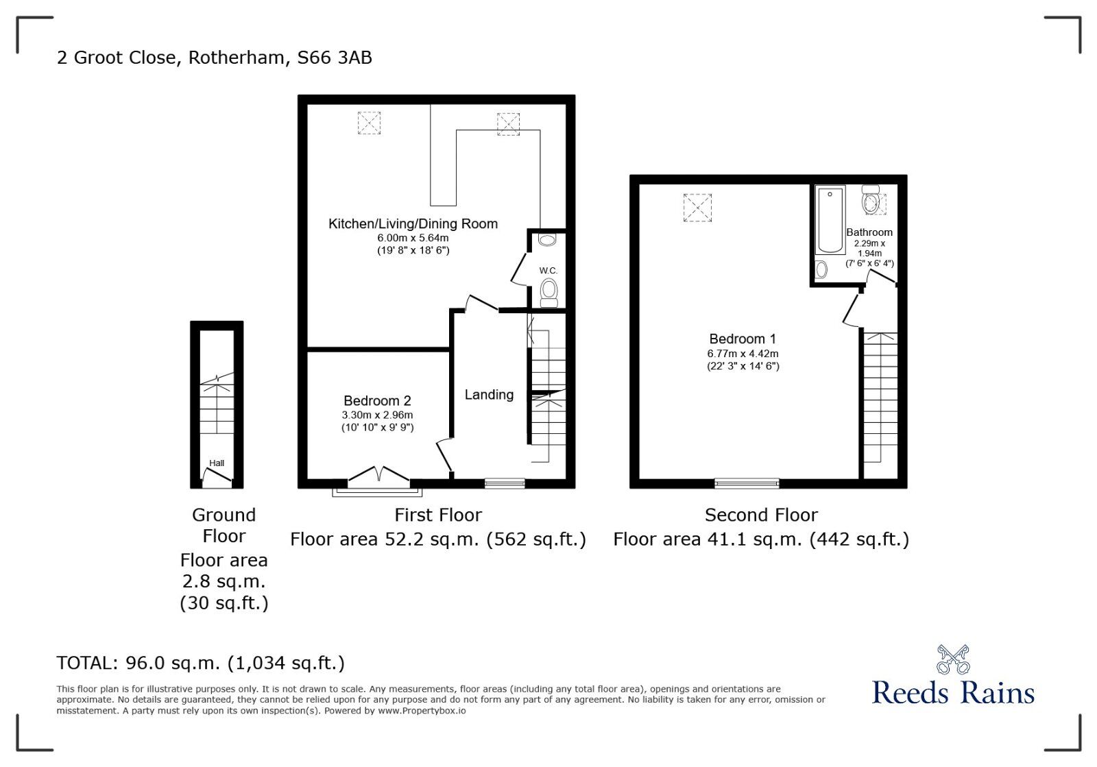 Floorplan of 2 bedroom  Flat to rent, Groot Close, Sunnyside, South Yorkshire, S66