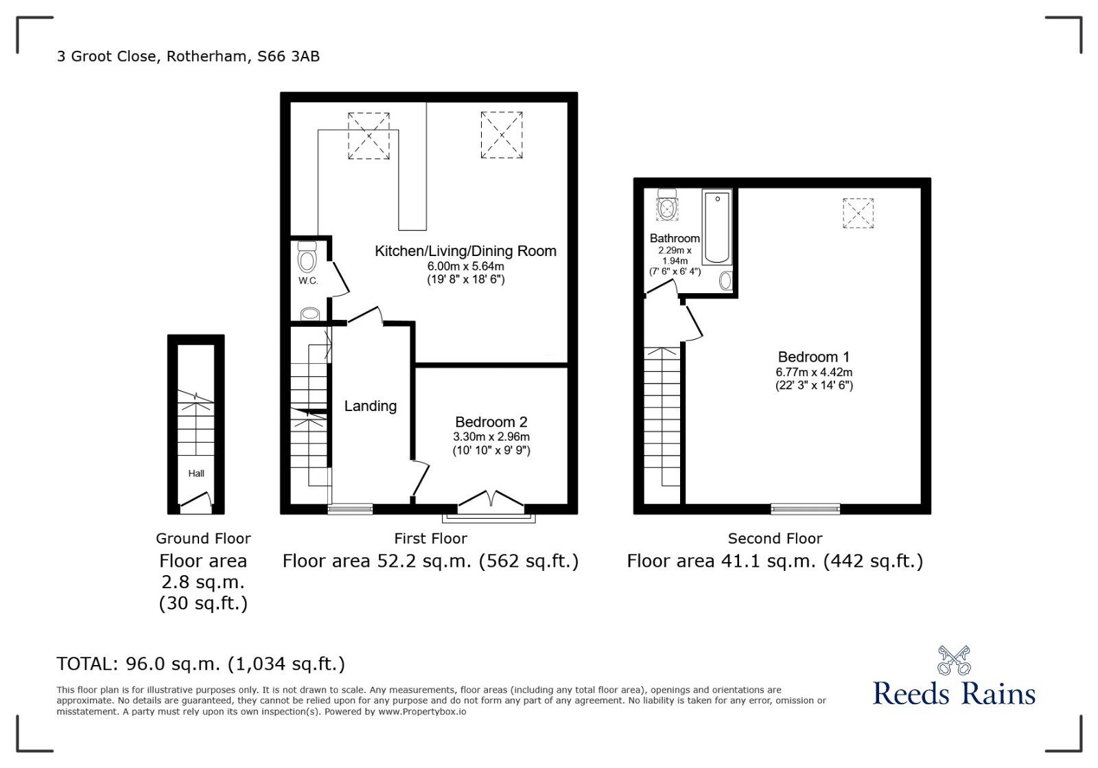 Floorplan of 2 bedroom  Flat to rent, Groot Close, Sunnyside, South Yorkshire, S66