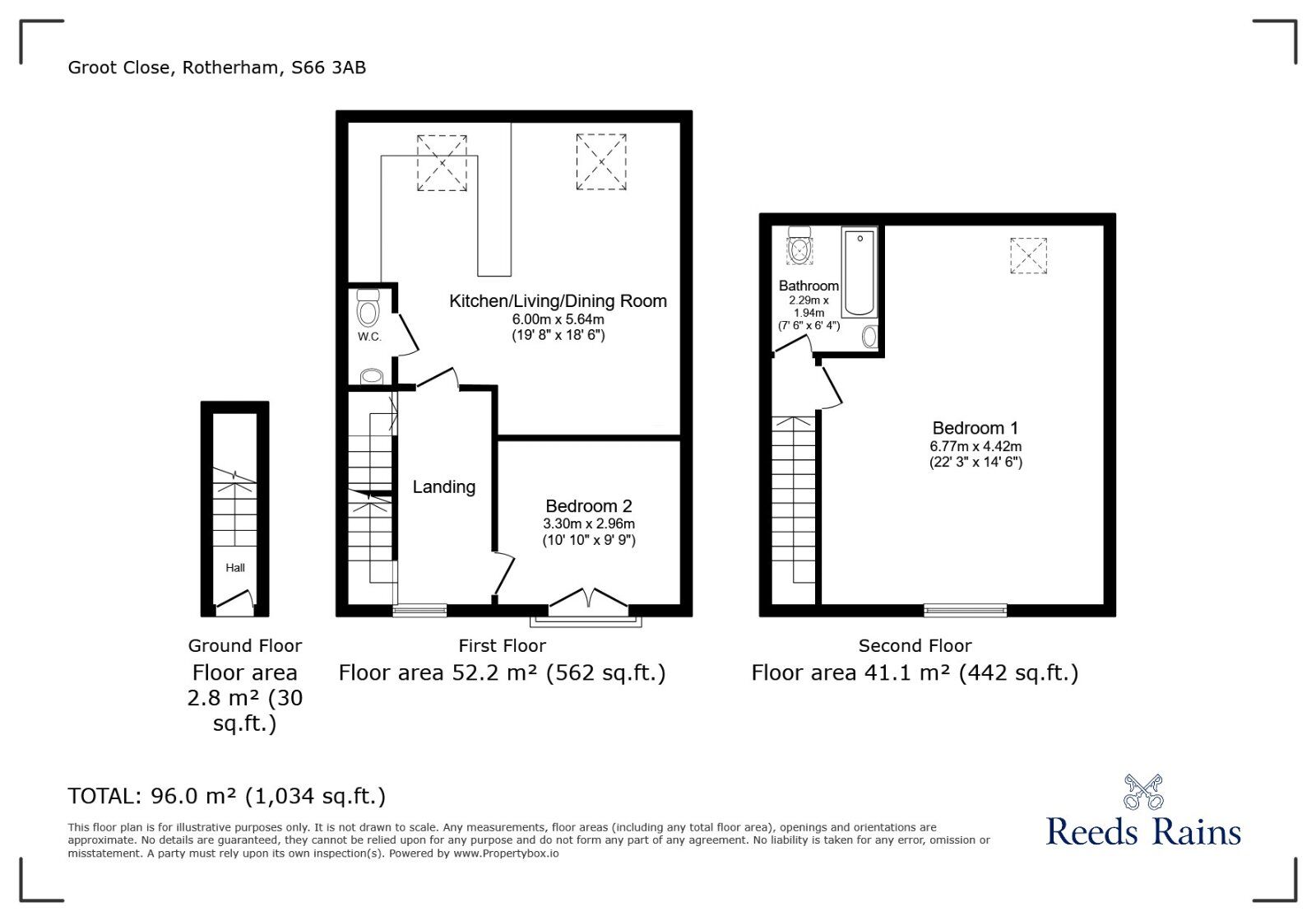 Floorplan of 2 bedroom  Flat to rent, Groot Close, Sunnyside, South Yorkshire, S66