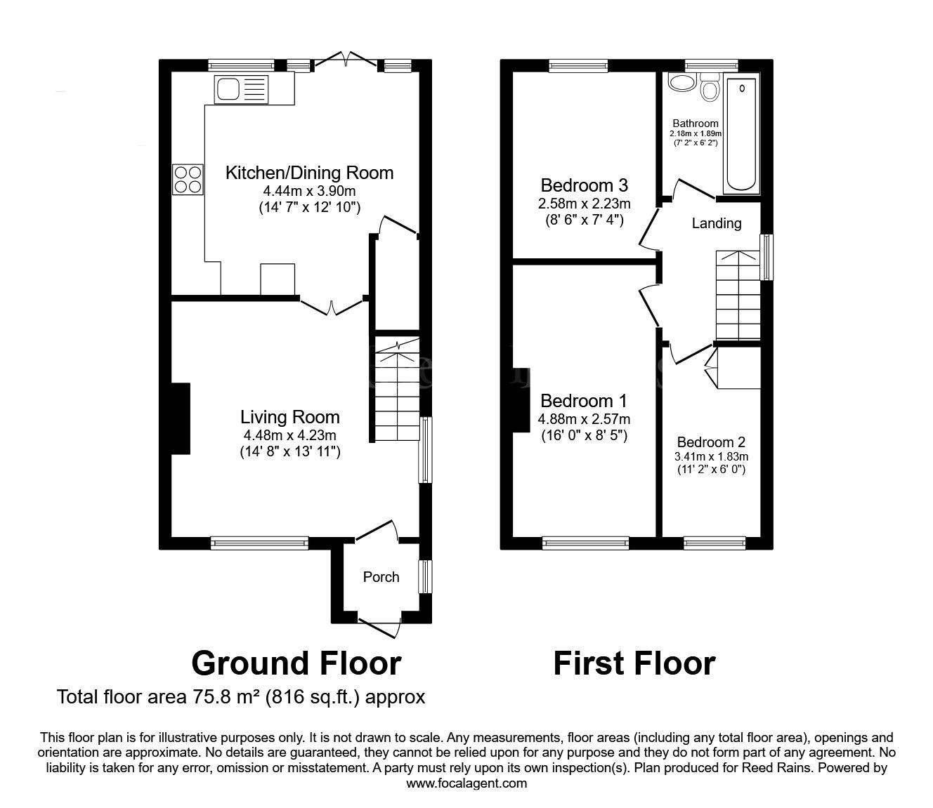 Floorplan of 3 bedroom Semi Detached House for sale, Windermere Court, North Anston, South Yorkshire, S25