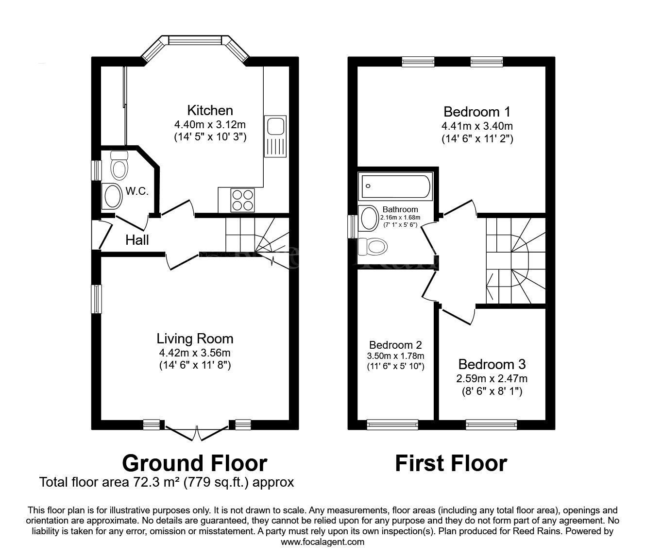 Floorplan of 3 bedroom Semi Detached House for sale, Clarke Avenue, Dinnington, South Yorkshire, S25