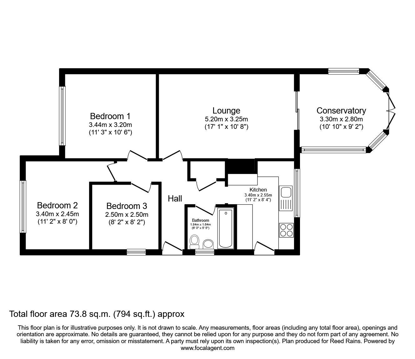 Floorplan of 3 bedroom Detached Bungalow for sale, Laurel Close, South Anston, South Yorkshire, S25