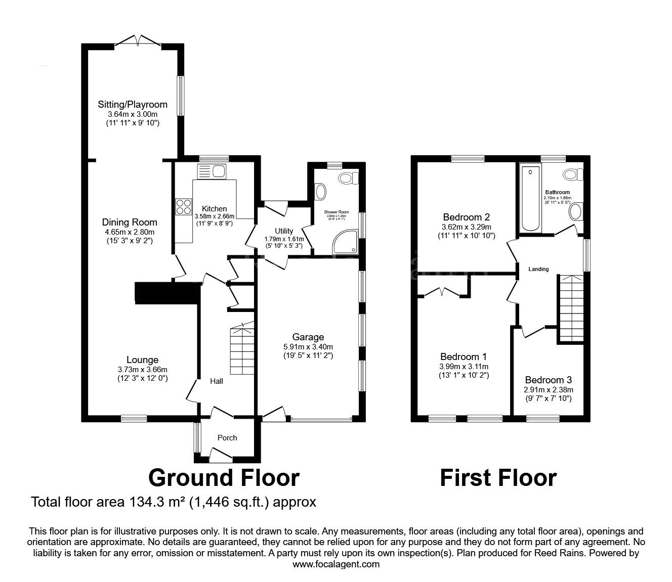 Floorplan of 3 bedroom Semi Detached House for sale, Rotherham Baulk, Carlton-in-Lindrick, Nottinghamshire, S81