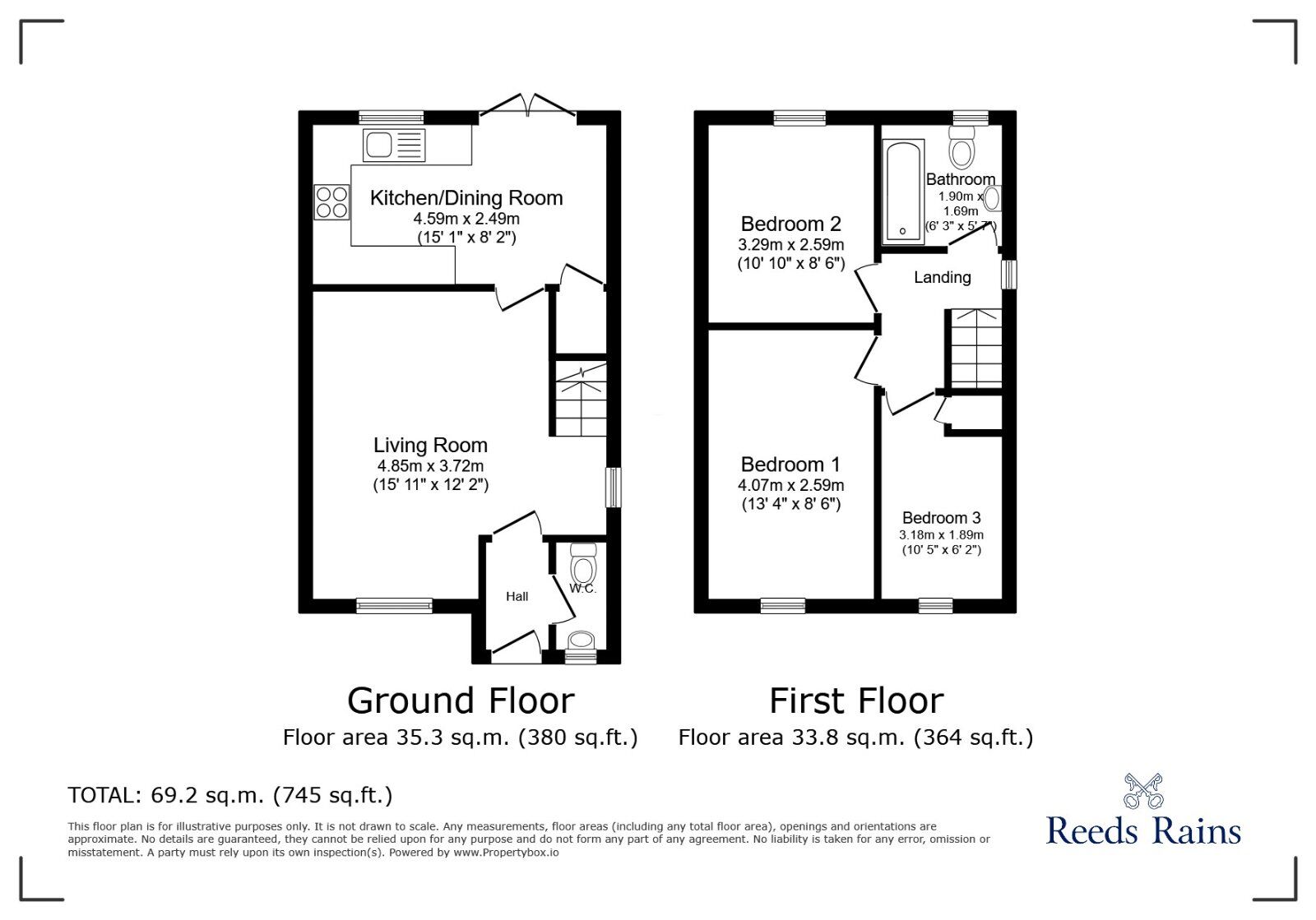 Floorplan of 3 bedroom Semi Detached House to rent, Roman Road, Worksop, Nottinghamshire, S81