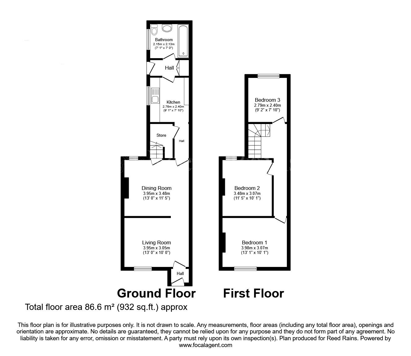 Floorplan of 3 bedroom Mid Terrace House for sale, Doe Quarry Lane, Dinnington, South Yorkshire, S25