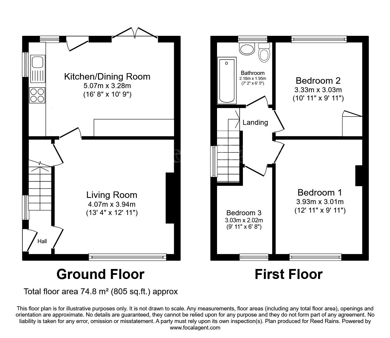 Floorplan of 3 bedroom Semi Detached House for sale, Netherthorpe Way, North Anston, South Yorkshire, S25