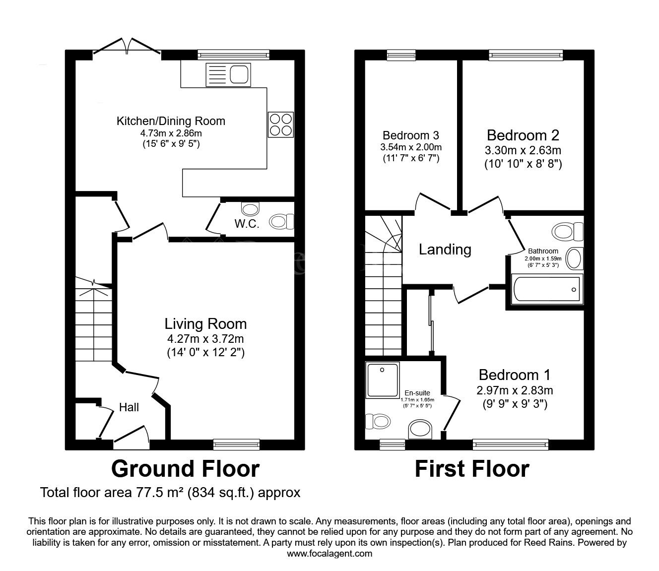 Floorplan of 3 bedroom Semi Detached House for sale, Rossdale Road, Dinnington, Rotherham, S25