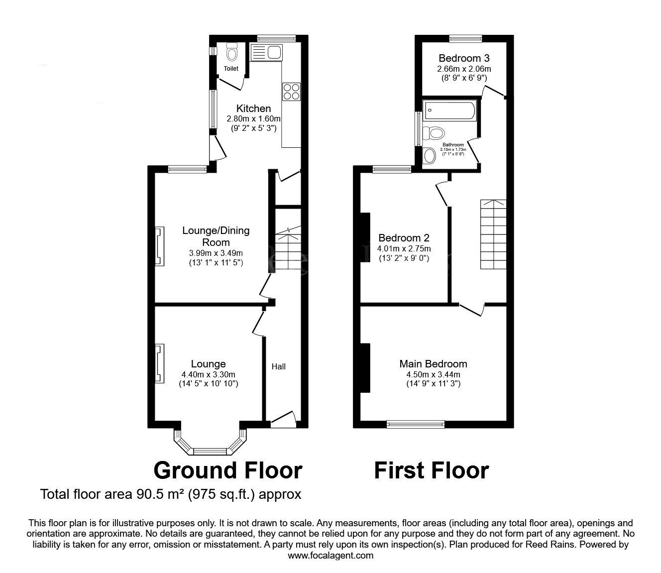 Floorplan of 3 bedroom Semi Detached House for sale, Lidgett Lane, Dinnington, South Yorkshire, S25