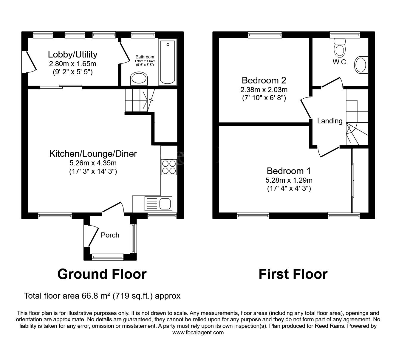 Floorplan of 2 bedroom End Terrace House for sale, Barleycroft Lane, Dinnington, South Yorkshire, S25