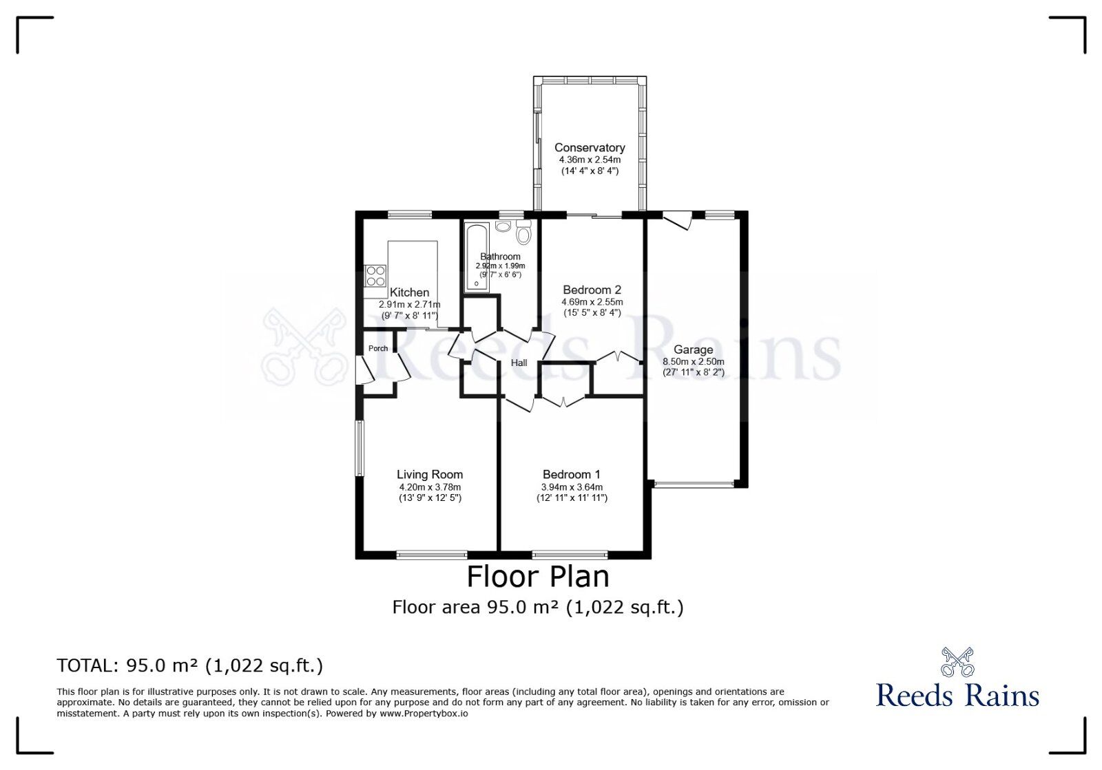 Floorplan of 2 bedroom Detached Bungalow to rent, Grange Avenue, Woodsetts, South Yorkshire, S81