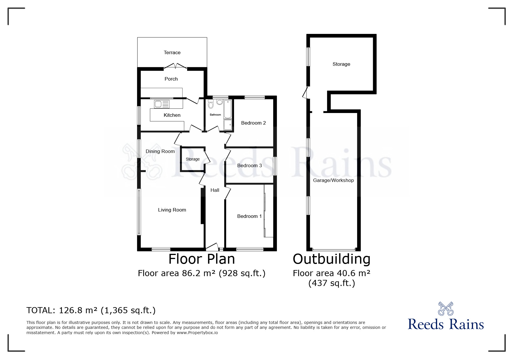 Floorplan of 3 bedroom Detached Bungalow for sale, Hillside, North Anston, South Yorkshire, S25