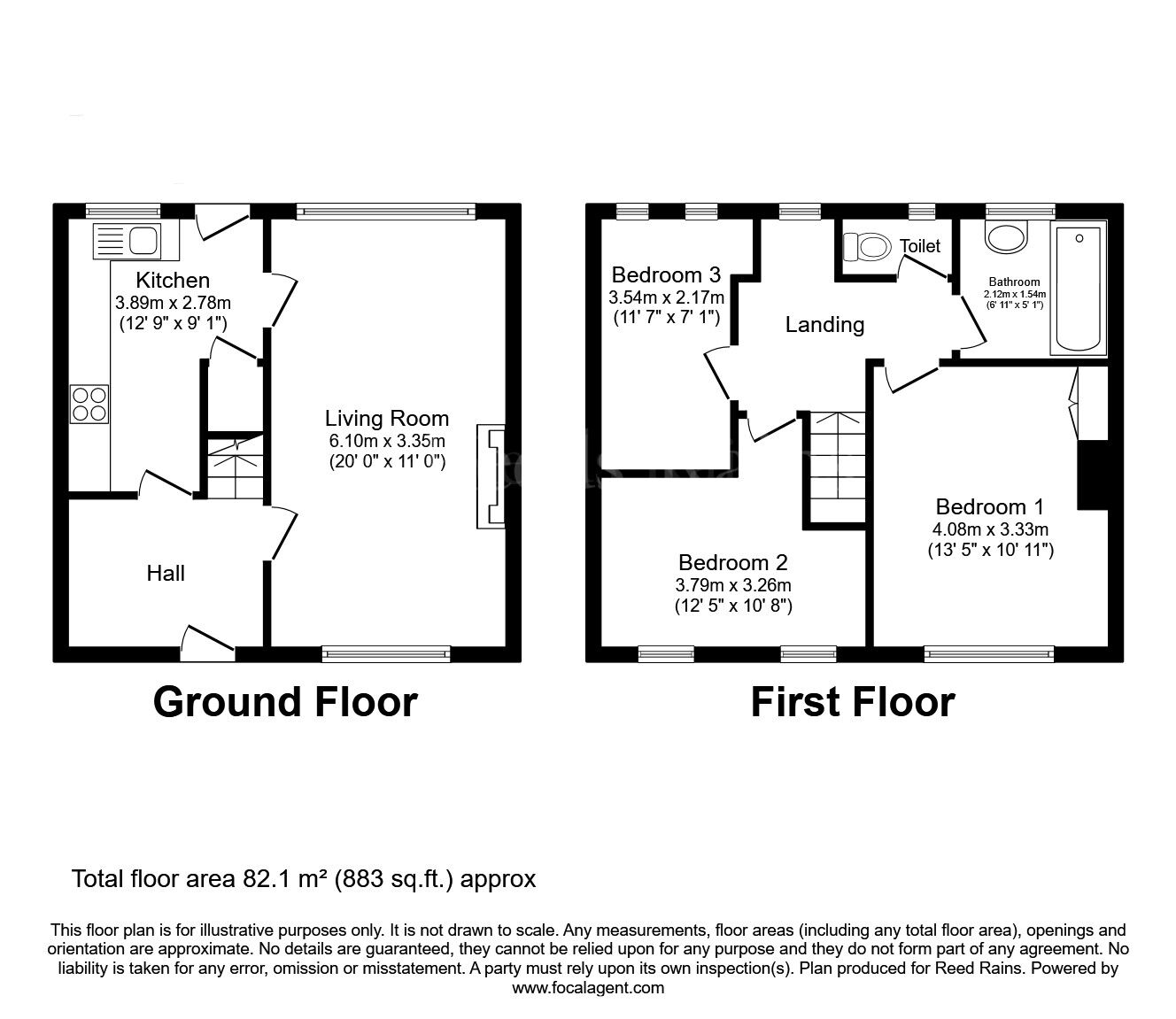 Floorplan of 3 bedroom Mid Terrace House for sale, Ramsden Crescent, Carlton-in-Lindrick, Nottinghamshire, S81