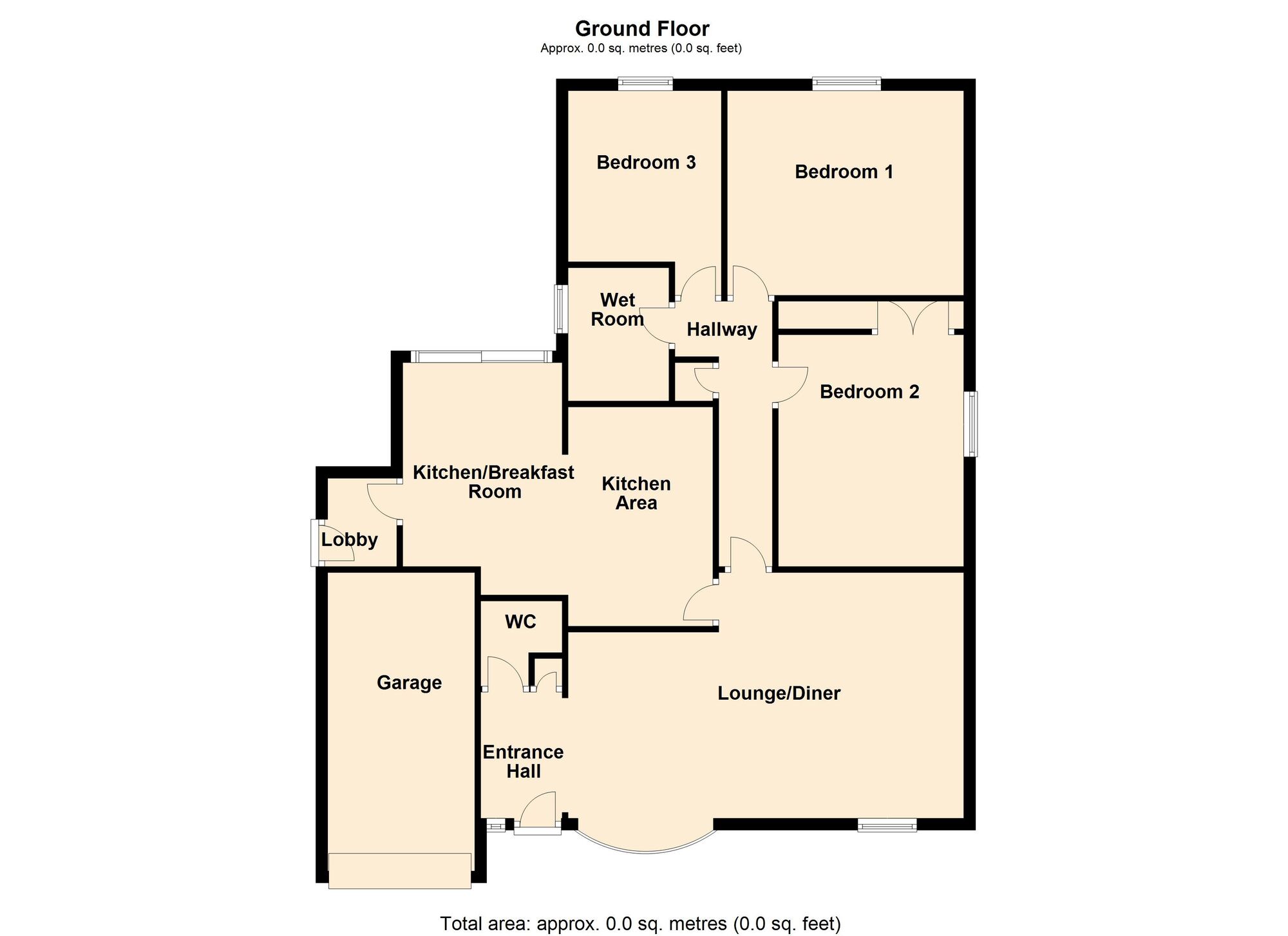 Floorplan of 3 bedroom Detached Bungalow for sale, Mill Lane, Skellow, South Yorkshire, DN6