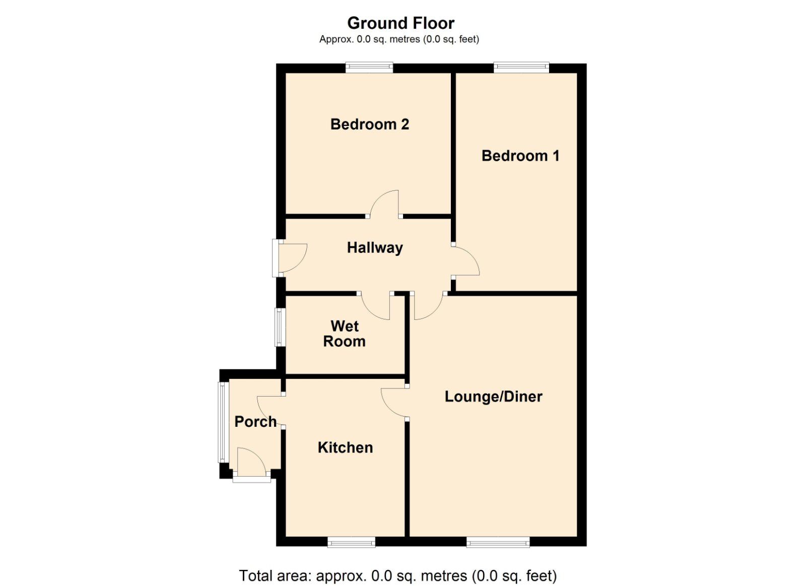 Floorplan of 2 bedroom Semi Detached Bungalow for sale, Norbreck Road, Warmsworth, Doncaster, DN4