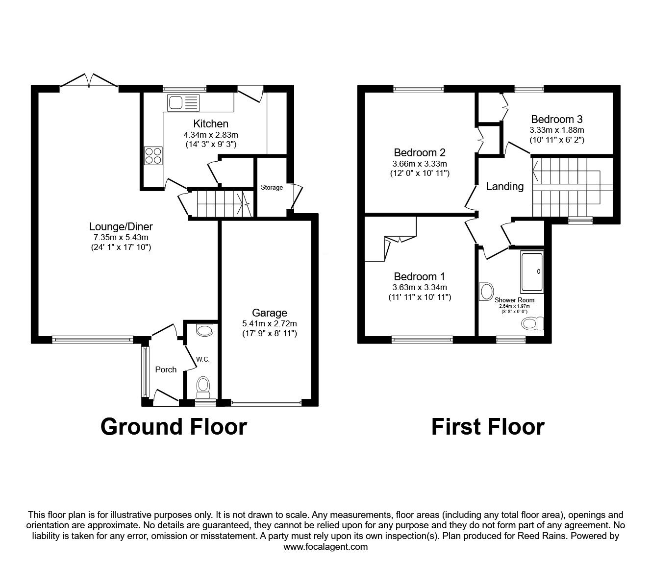 Floorplan of 3 bedroom Detached House for sale, Oak Road, Eccleshall, Staffordshire, ST21