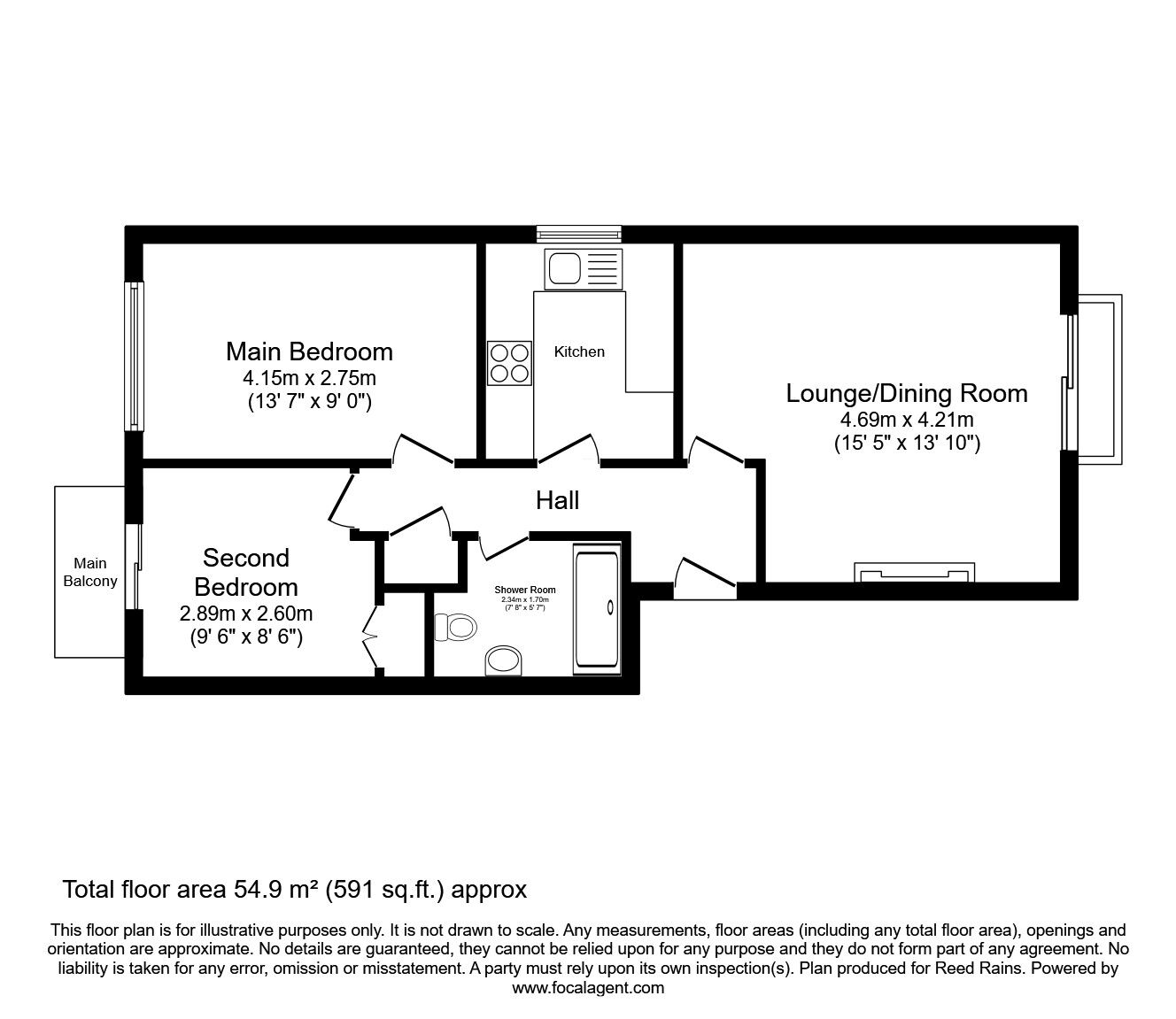 Floorplan of 2 bedroom  Flat for sale, Peter James Court, Stafford, Staffordshire, ST16