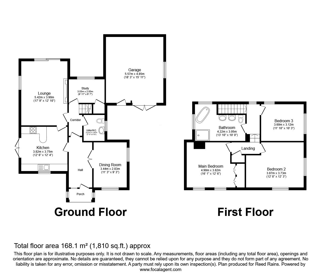 Floorplan of 3 bedroom Detached House for sale, Bowers Bent, Cotes Heath, Staffordshire, ST21