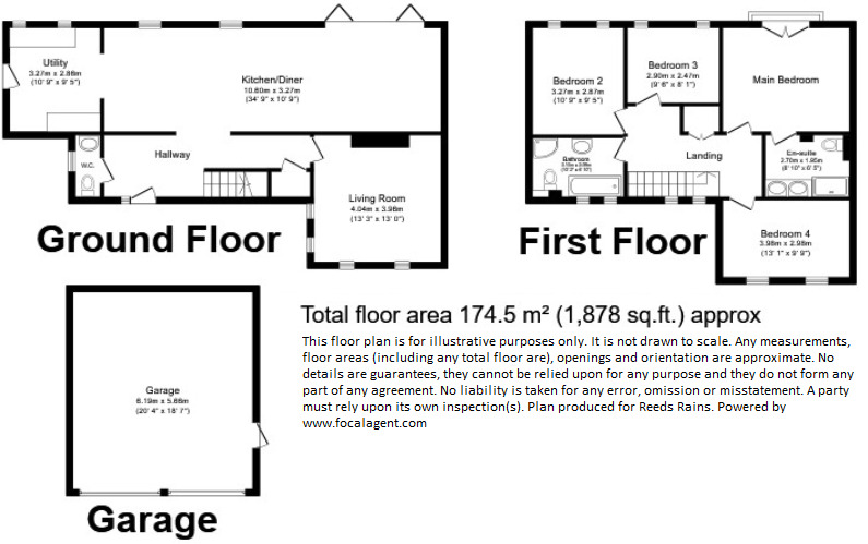 Floorplan of 4 bedroom Detached House for sale, Lockley Wood, Market Drayton, Shropshire, TF9