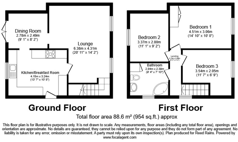 Floorplan of 3 bedroom Detached House for sale, Cranberry, Cotes Heath, Staffordshire, ST21