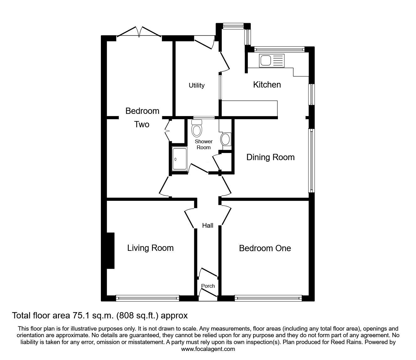 Floorplan of 2 bedroom Semi Detached Bungalow for sale, Market Drayton Road, Loggerheads, Staffordshire, TF9