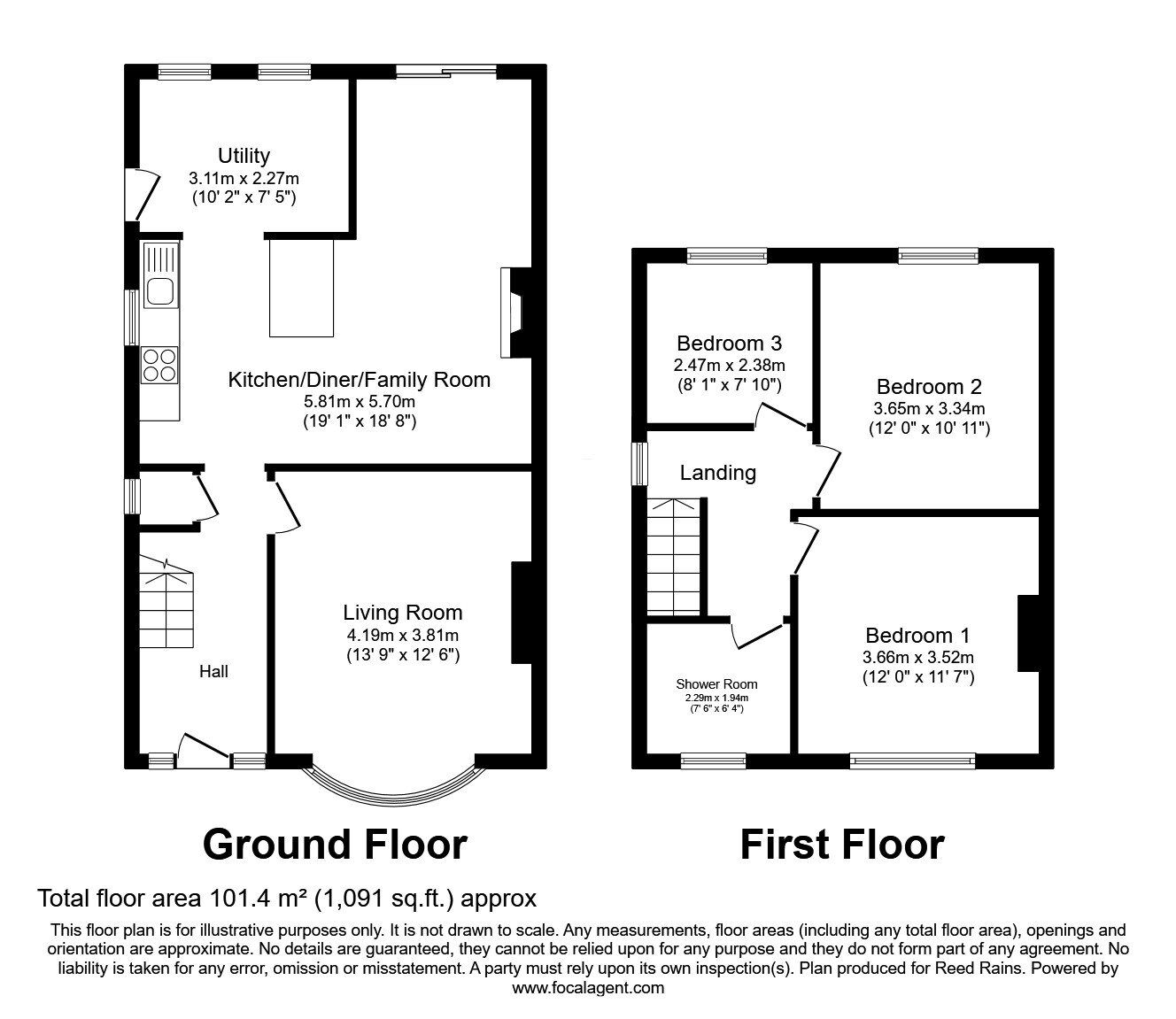 Floorplan of 3 bedroom Semi Detached House for sale, Silkmore Lane, Stafford, Staffordshire, ST17