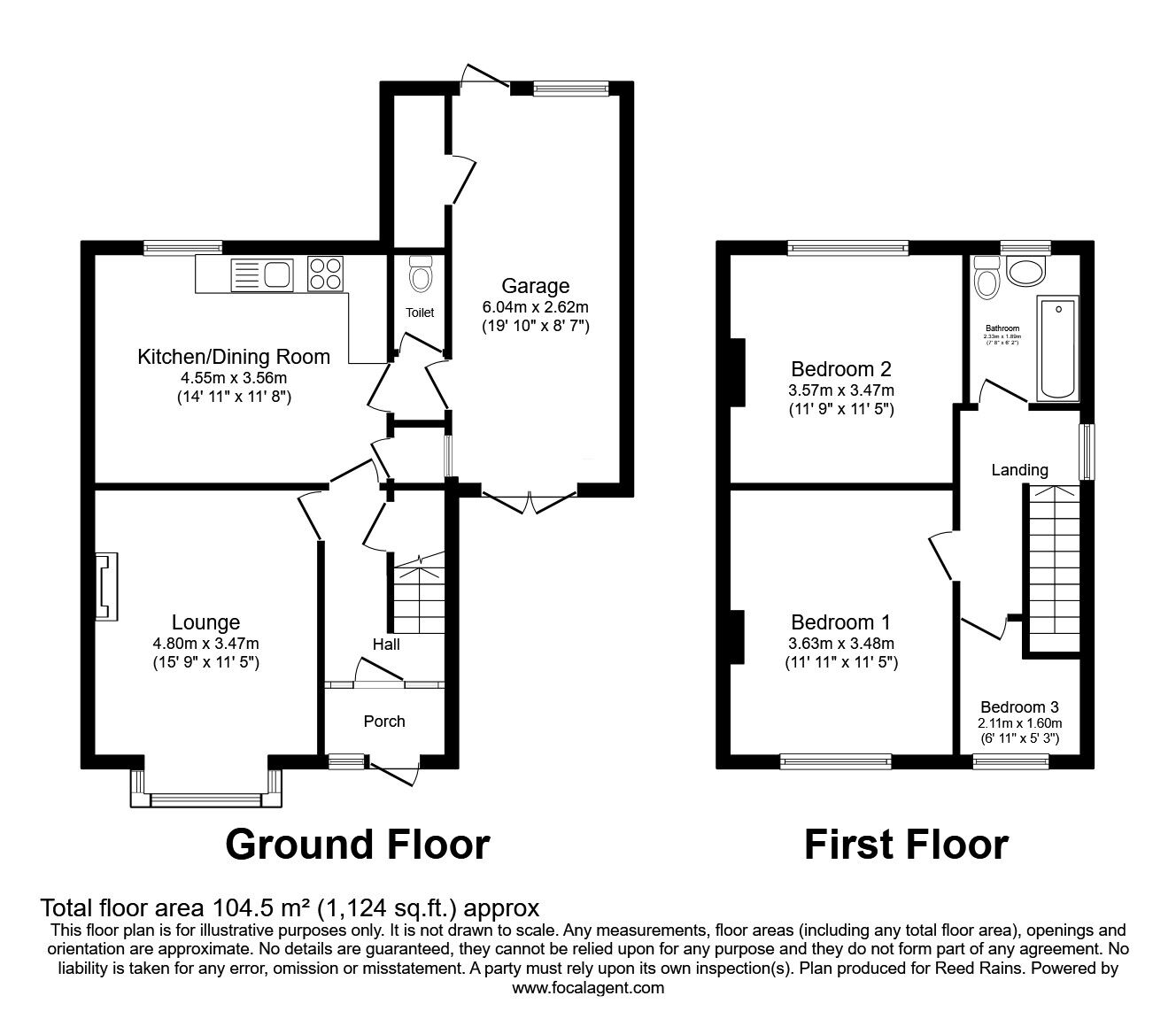 Floorplan of 3 bedroom Semi Detached House for sale, Green Lane, Hyde Lea, Staffordshire, ST18