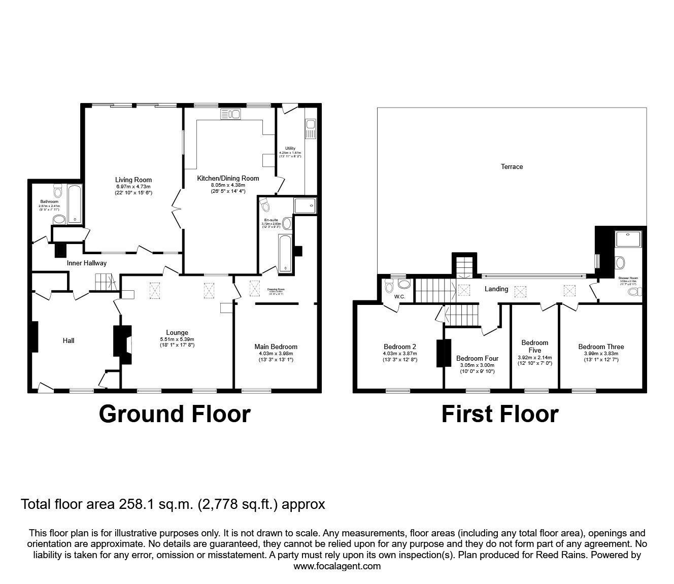 Floorplan of 5 bedroom Mid Terrace House to rent, Butt Lane, Ranton, Staffordshire, ST18