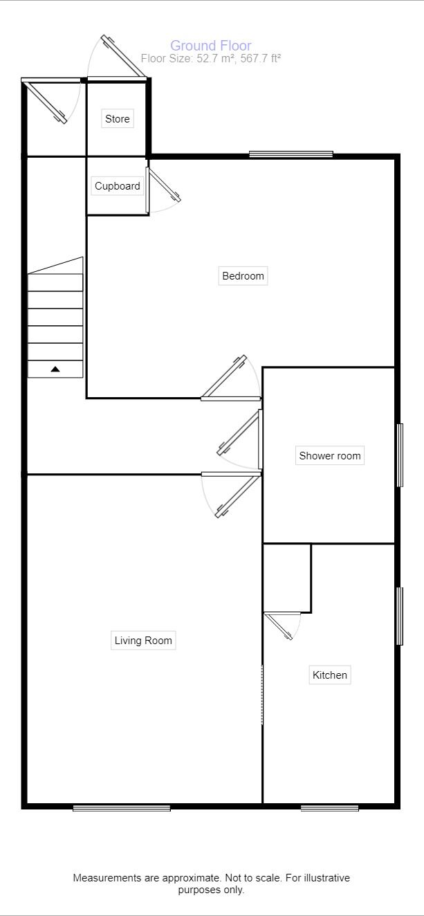 Floorplan of 1 bedroom  Flat for sale, Burford Gardens, Evesham, Worcestershire, WR11